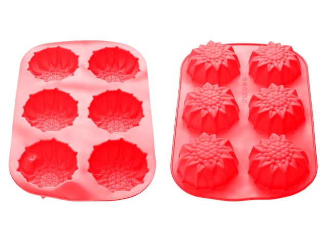 Форма для выпечки, силиконовая, прямоугольная на 6 кексов, 27.5 х 18 х 3 см, красная, PERFECTO LINEA (20-000615)