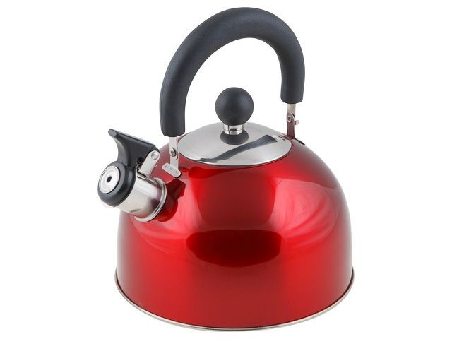 Чайник со свистком, нержавеющая сталь, 2.5 л, серия Holiday, красный металлик, PERFECTO LINEA (диаметр 19 см, высота 16 см, общий объем изделия 2,5л, 