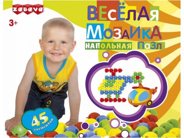 Игра настольная детская Веселая мозаика 45 элементов Забава (13102) (ЗАБАВА)