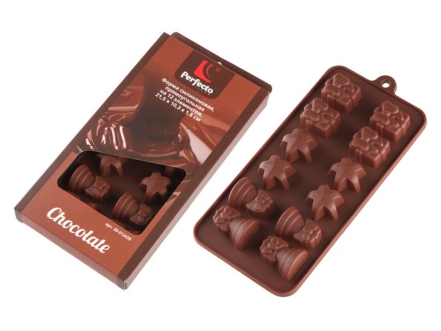 Форма силиконовая, прямоугольная на 12 элементов, 21.5 х 10.3 х 1.8 см, PERFECTO LINEA (Супер цена! форма для шоколадных конфет и леденцов) (20-012420