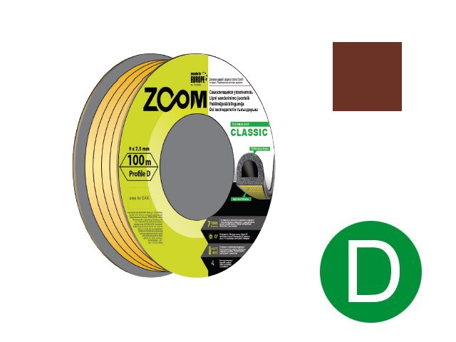 Уплотнитель "D" коричневый 100м  ZOOM CLASSIC (02-2-4-103)