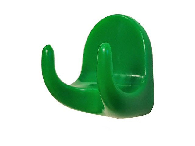 Крючок-вешалка самоклеющийся, двухрожковый, 5 шт., зеленый, GARDENPLAST (h=44 мм, b=38 мм) (21003)
