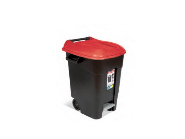 Контейнер для мусора пластик. 100л с педалью (красн. крышка) (421105) (TAYG)
