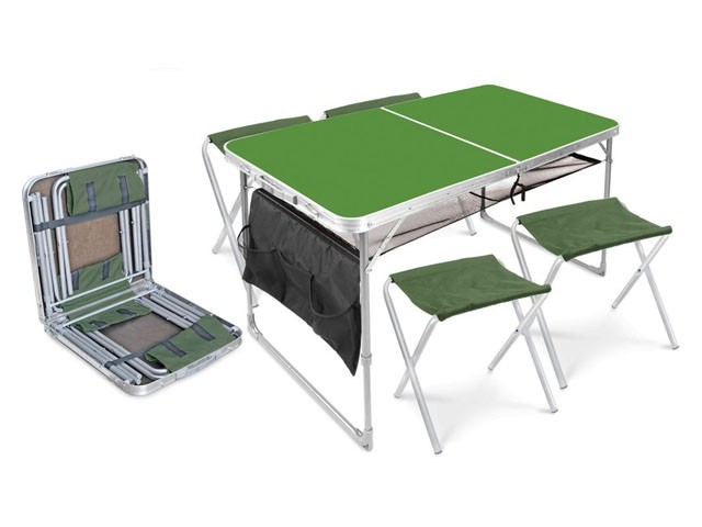 Набор складной стол влагостойкий и 4 стула, NIKA (Складной стол влагостойкий + 4 стула) (ССТ-К3)