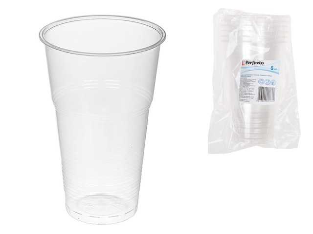 Набор одноразовых пивных стаканов 500 мл, 6 шт, PERFECTO LINEA (47-500006)