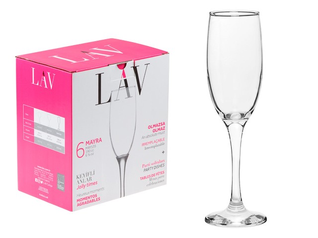 Набор бокалов для шампанского, 6 шт., 190 мл, серия Mayra, LAV (LV-MAY535F)