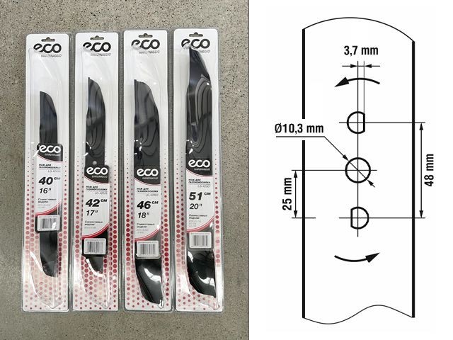 Нож для газонокосилки 40 см ECO LG-X2008