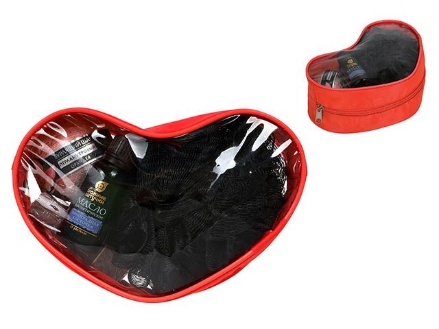 Подарочный набор "Горячее сердце", 4 предмета, "Банные штучки" (мыло, бурлящий шар, мочалка, масло) (33525) (БАННЫЕ ШТУЧКИ)