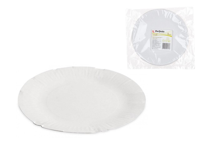 Набор биоразлагаемых бумажных тарелок d 170 мм, 5 шт, серия ECO, PERFECTO LINEA (47-170005)