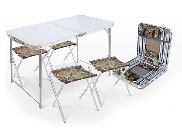 Набор складной стол влагостойкий и 4 стула, NIKA (Складной стол влагостойкий + 4 стула) (ССТ-К2)
