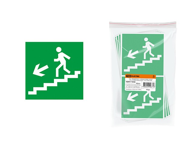Знак "Направление к эвакуационному выходу (по лестнице налево вниз)" 150х150мм TDM (SQ0817-0046)