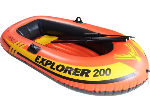 Надувная лодка двухместная INTEX Explorer 200 с веслами и насосом (58331NP)