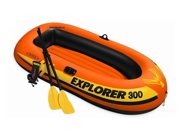 Надувная лодка трехместная INTEX Explorer 300 с веслами и насосом (58332NP)​