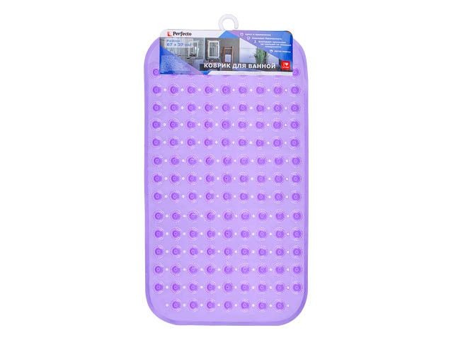 Коврик для ванной, прямоугольный с пузырьками, 67х37 см, фиолетовый, PERFECTO LINEA (22-267375)