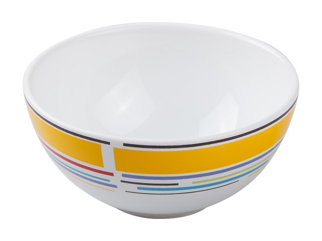 Салатник керамический, 123 мм, круглый, серия Самсун, желтая полоска, PERFECTO LINEA (Супер цена!) (18-985117)