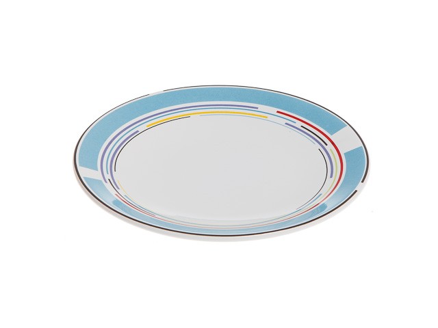 Тарелка десертная керамическая, 199 мм, круглая, серия Самсун, голубая полоска, PERFECTO LINEA (Супер цена!) (16-995400)